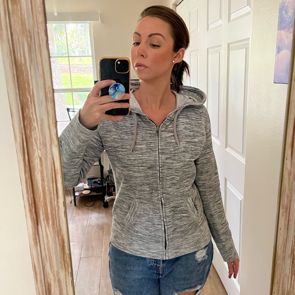 Grey hoodie jacket with zipper